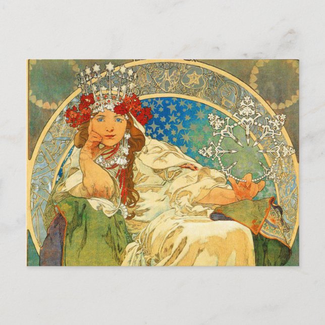 Alphonse Mucha Art Nouveau Princess Hyacinth Postcard (Front)