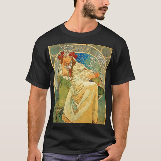 Alphonse Mucha Art Nouveau Princess Hyacinth T-Shirt (Front)