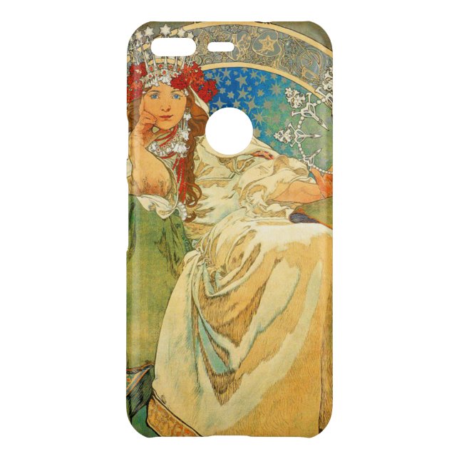 Alphonse Mucha Art Nouveau Princess Hyacinth Uncommon Google Pixel Case (Back)