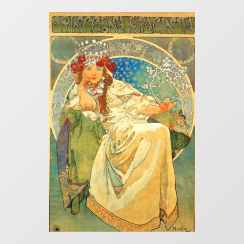 Alphonse Mucha Art Nouveau Princess Hyacinth Window Cling