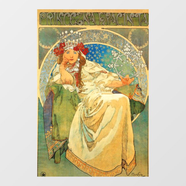 Alphonse Mucha Art Nouveau Princess Hyacinth Window Cling (Sheet)