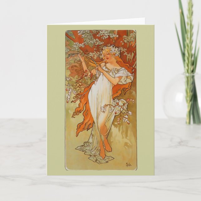 Alphonse Mucha - Art Nouveau - Spring Card (Front)