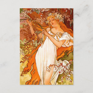 Alphonse Mucha Art Nouveau Spring Enclosure Card