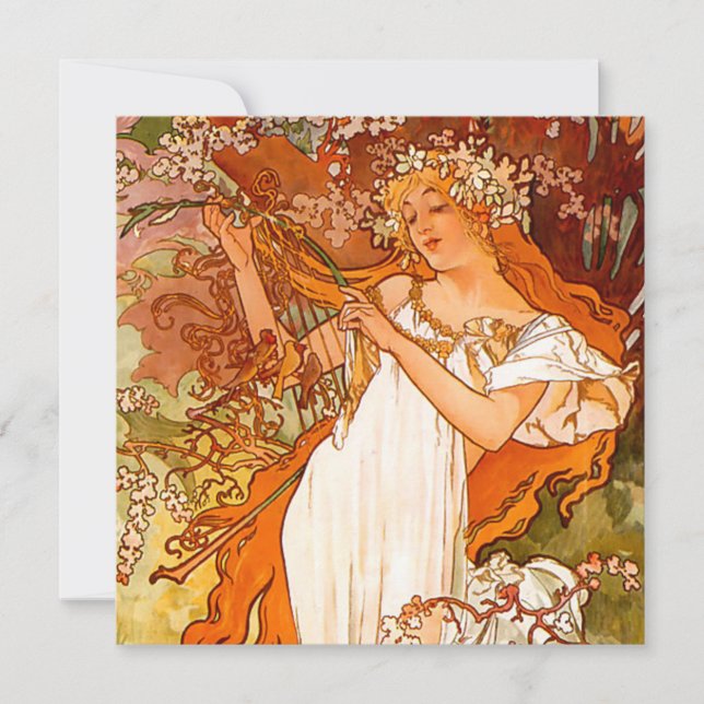 Alphonse Mucha Art Nouveau Spring Invitation (Front)