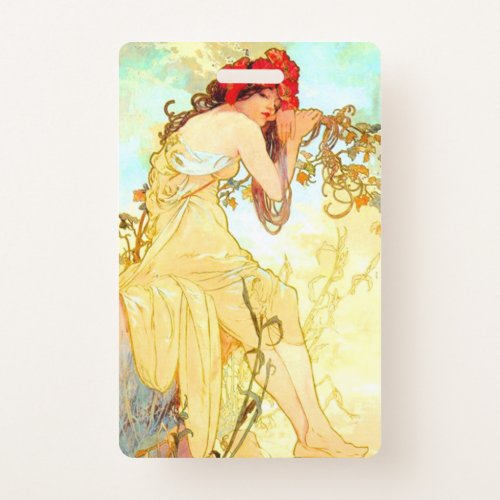 Alphonse Mucha Art Nouveau Summer Badge