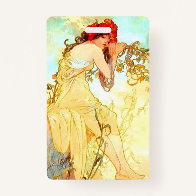 Alphonse Mucha Art Nouveau Summer Badge (Front)