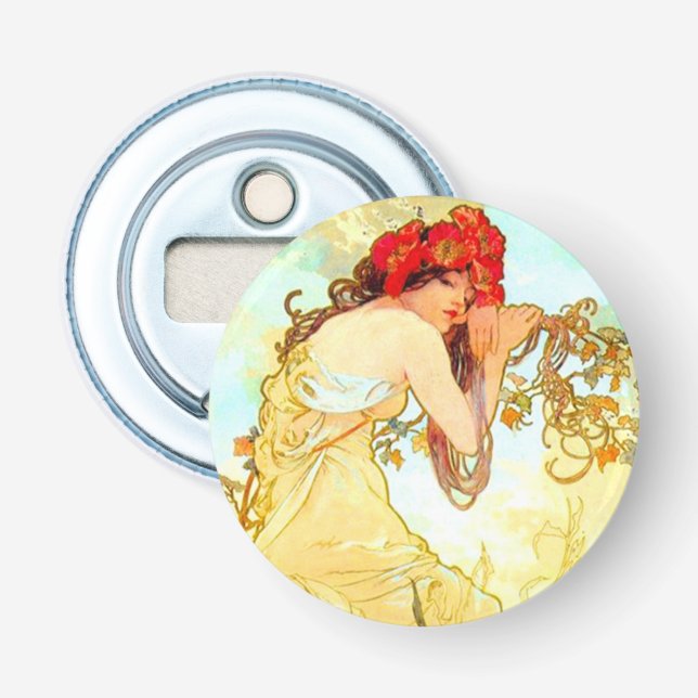 Alphonse Mucha Art Nouveau Summer Bottle Opener (Front)