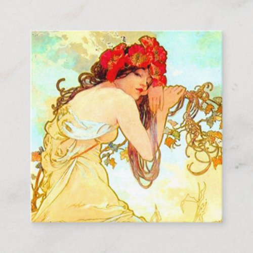 Alphonse Mucha Art Nouveau Summer Enclosure Card