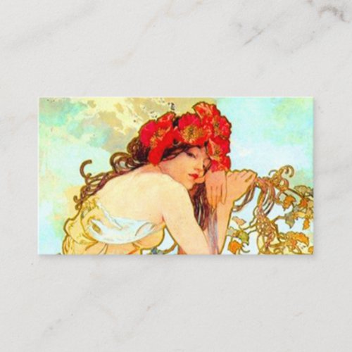 Alphonse Mucha Art Nouveau Summer Enclosure Card