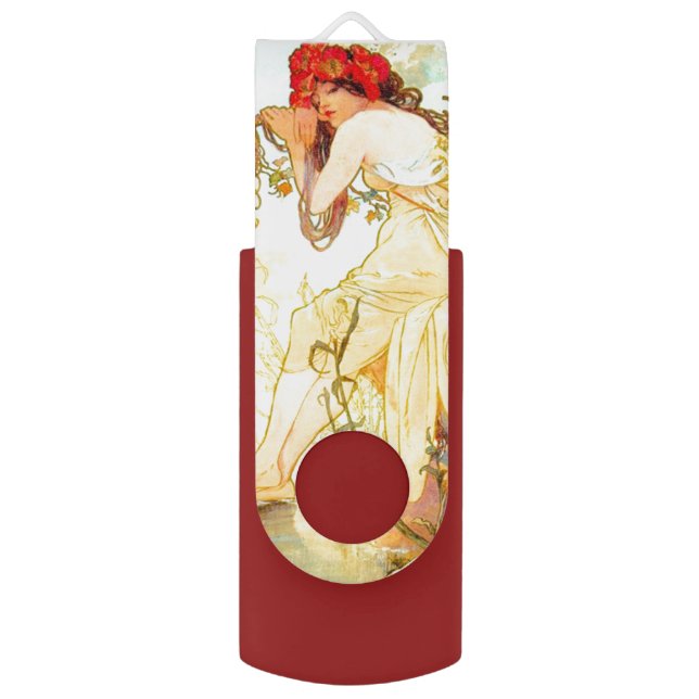 Alphonse Mucha Art Nouveau Summer Flash Drive (Front Vertical)