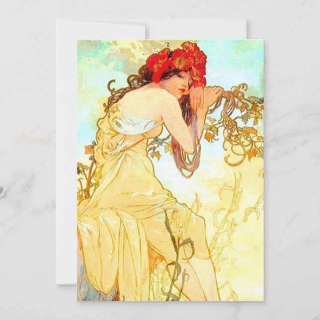 Alphonse Mucha Art Nouveau Summer Invitation (Front)