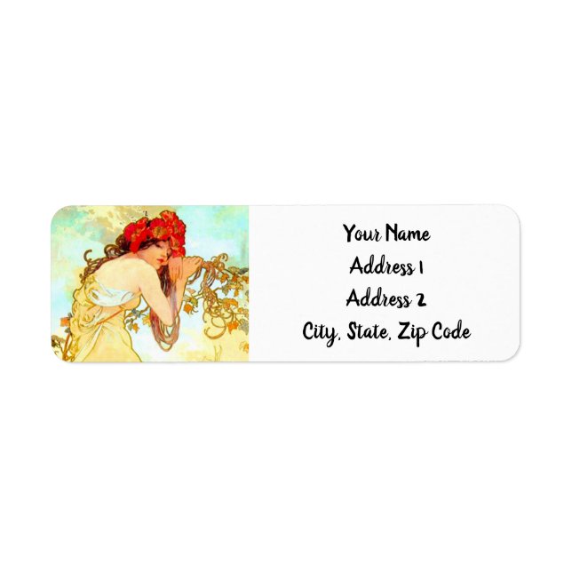 Alphonse Mucha Art Nouveau Summer Label (Front)