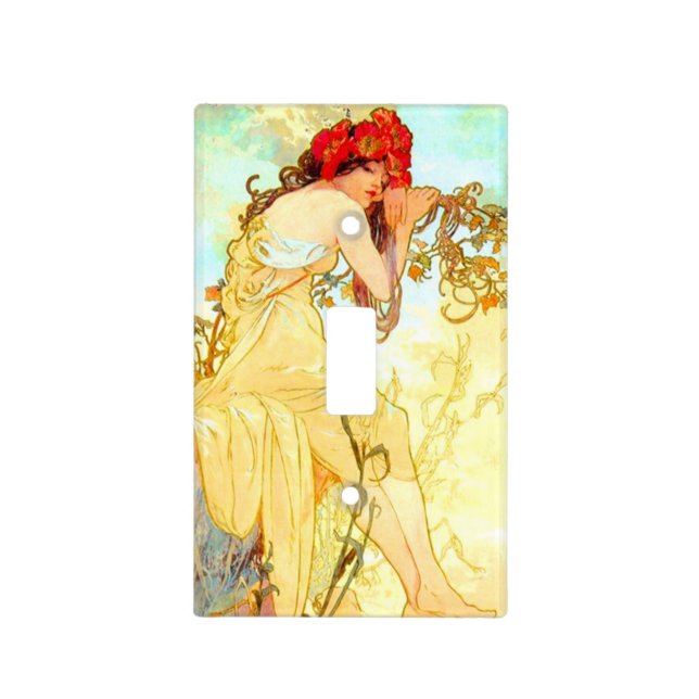 Alphonse Mucha Art Nouveau Summer Light Switch Cover (Front)