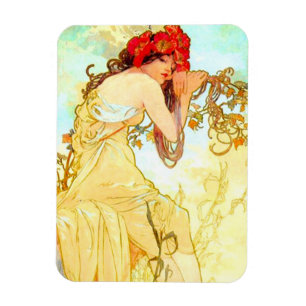 Alphonse Mucha Art Nouveau Summer Magnet