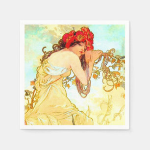 Alphonse Mucha Art Nouveau Summer Napkins