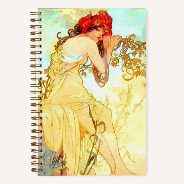 Alphonse Mucha Art Nouveau Summer Notebook (Front)