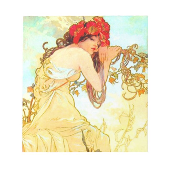 Alphonse Mucha Art Nouveau Summer Notepad (Front)