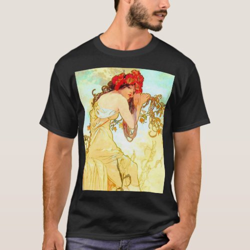 Alphonse Mucha Art Nouveau Summer T_Shirt