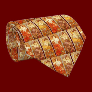 Alphonse Mucha Art Nouveau Vintage Elegant Neck Tie
