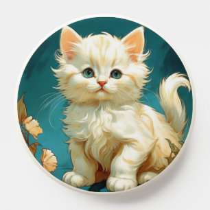 Alphonse Mucha Art Nouveau White Cat PopSocket