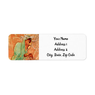 Alphonse Mucha Art Nouveau Winter Label