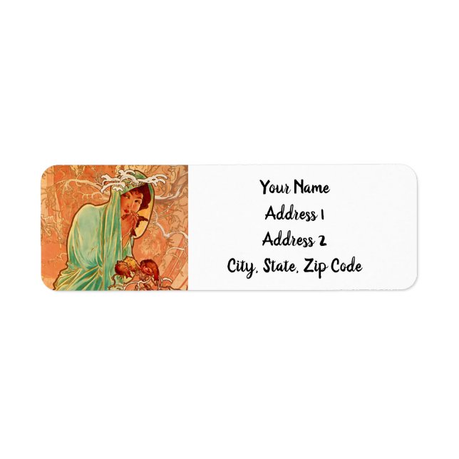 Alphonse Mucha Art Nouveau Winter Label (Front)
