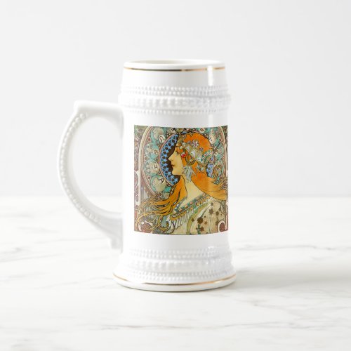 Alphonse Mucha Art Nouveau Zodiac Beer Stein