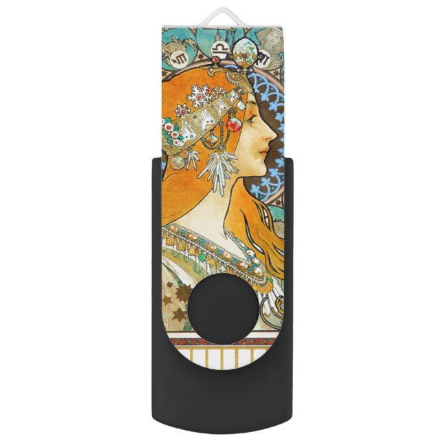 Alphonse Mucha Art Nouveau Zodiac Flash Drive (Front Vertical)