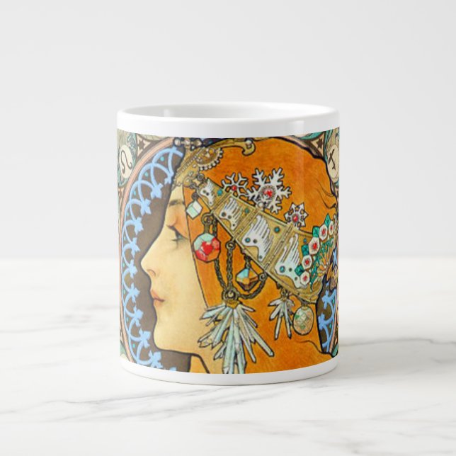 Alphonse Mucha Art Nouveau Zodiac Giant Coffee Mug (Front)