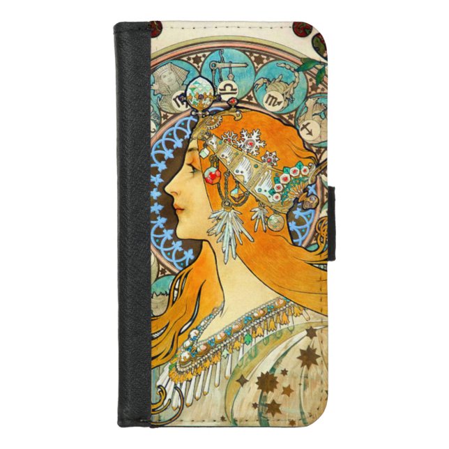 Alphonse Mucha Art Nouveau Zodiac iPhone Wallet Case (Front)