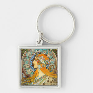 Alphonse Mucha Art Nouveau Zodiac Keychain