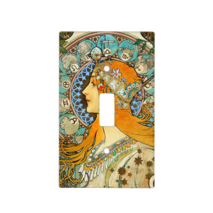 Alphonse Mucha Art Nouveau Zodiac Light Switch Cover