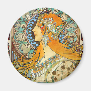 Alphonse Mucha Art Nouveau Zodiac Magnet