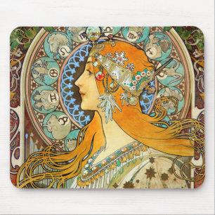 Alphonse Mucha Art Nouveau Zodiac Mouse Pad