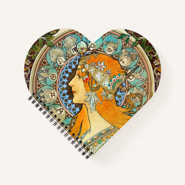 Alphonse Mucha Art Nouveau Zodiac Notebook (Front)