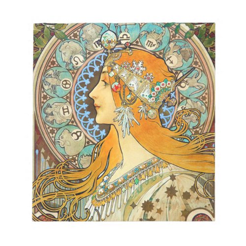 Alphonse Mucha Art Nouveau Zodiac Notepad