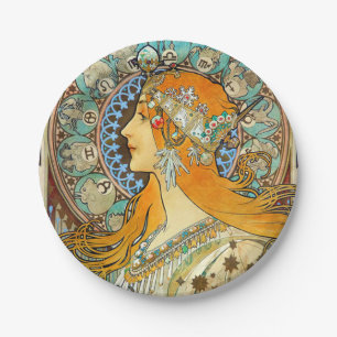 Alphonse Mucha Art Nouveau Zodiac Paper Plates