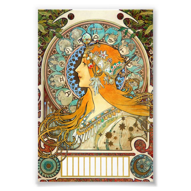 Alphonse Mucha Art Nouveau Zodiac Photo Print (Front)