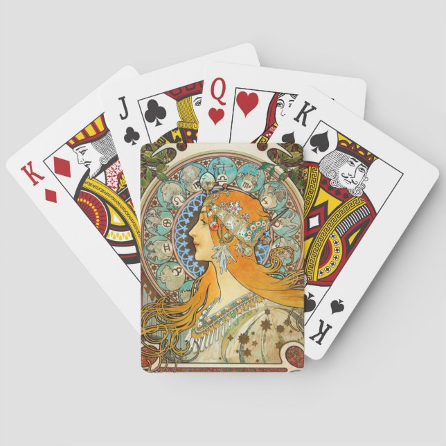 Alphonse Mucha Art Nouveau Zodiac Poker Cards (Back)