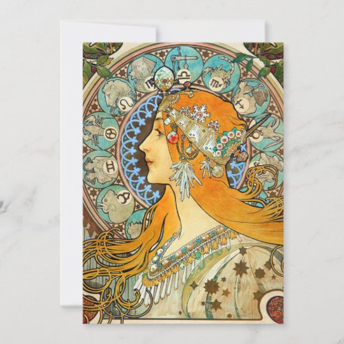 Alphonse Mucha Art Nouveau Zodiac Save The Date