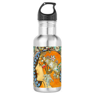 Alphonse Mucha Art Nouveau Zodiac Stainless Steel Water Bottle