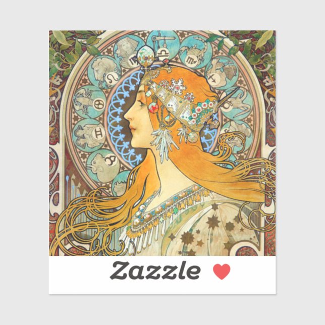 Alphonse Mucha Art Nouveau Zodiac Sticker (Sheet)
