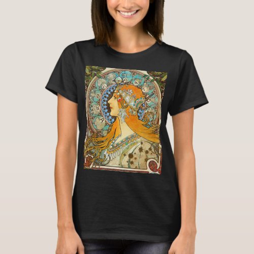 Alphonse Mucha Art Nouveau Zodiac T_Shirt