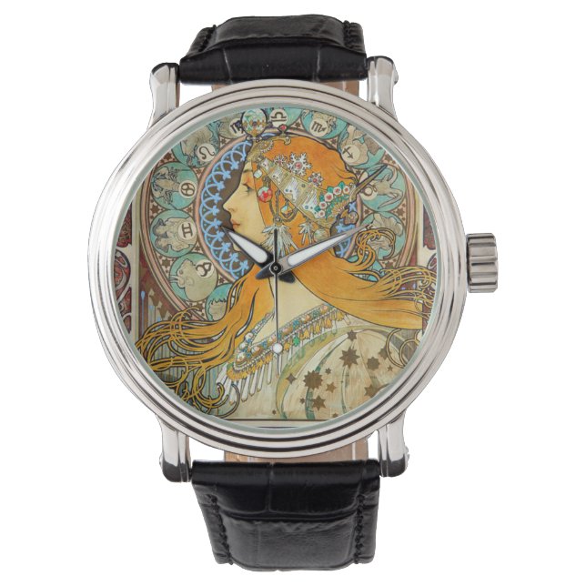 Alphonse Mucha Art Nouveau Zodiac Watch (Front)