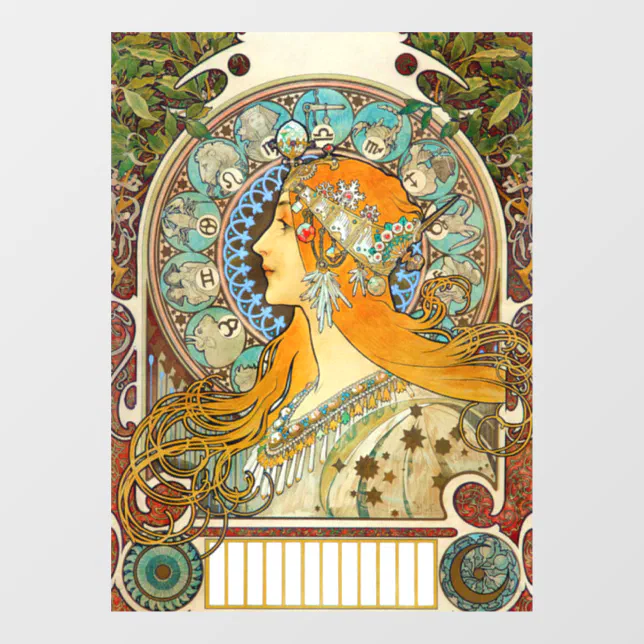 Mucha Signs Alphonse Mucha Art Nouveau Zodiac Window Cling | Zazzle