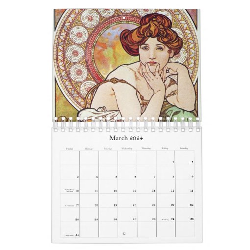 Alphonse Mucha Artwork Calendar Zazzle