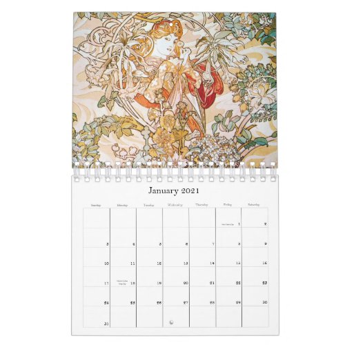 Alphonse Mucha Artwork Calendar