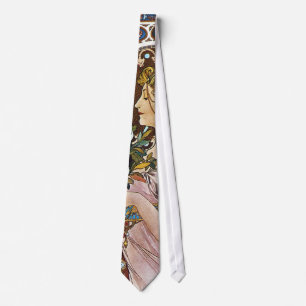 Alphonse Mucha Artwork Neck Tie