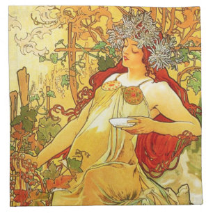 Alphonse Mucha Autumn Napkins