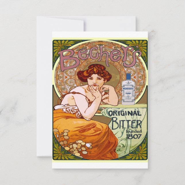 Alphonse Mucha Bechers Woman Art Nouveau Save The Date (Front)